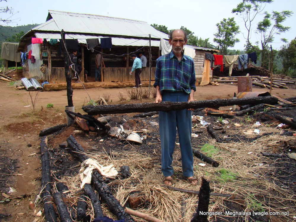 Chandra Prakash Dahal stands over the derbies. Three cows and four goats were killed when his cowshed was gutted in fire