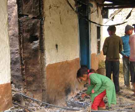 Maoists exploded a bomb Tuesday in this house of Bakhat Bahadur Thapa who was elected the Chairman of Ward No. 2 of Narayan Nagar Municipality (Jajarkot District) in Feb 8